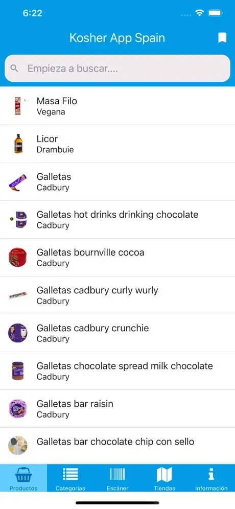 Kosher App Spain - Vista de la aplicación